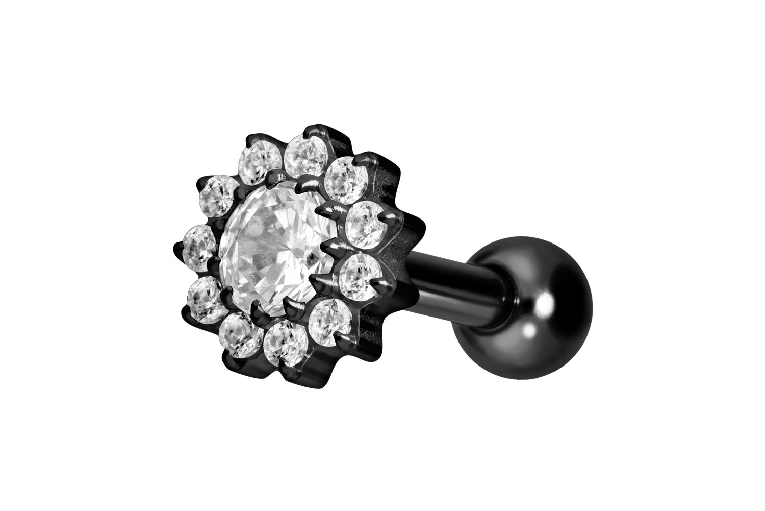 Titan Ohrpiercing mit Innengewinde KRISTALLBLUME